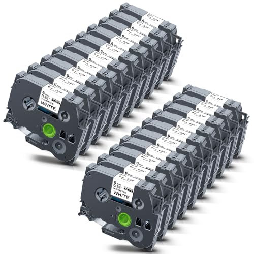 20x STRONIX Kompatibel Brother P-Touch Bänder TZe-211 TZe Schriftband TZ-211 Ub-211 Cassette 6mm Schwarz auf Weiß Etikettenband für Beschriftungsgerät Brother Ptouch PT-1010 H105 H100R H107B Cube Plus