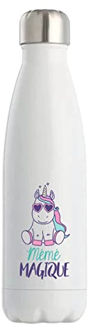 Gourde Isotherme Mémé Licorne | Bouteille 50 cl en acier inoxydable réutilisable écologique pour cadeau famille original et drôle