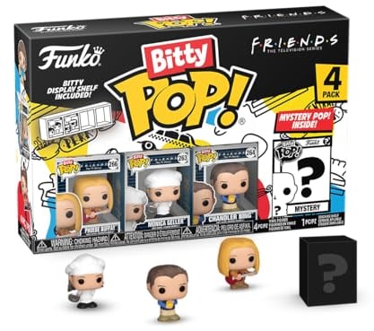 Funko Bitty Pop! Friends - Phoebe 4PK - Phoebe Buffay™, Monica Geller™, Chandler Bing™ Y una Minifigura Misteriosa Sorpresa - 0.9 Inch (2.2 Cm) Coleccionable- Repisa Apilable Incluida