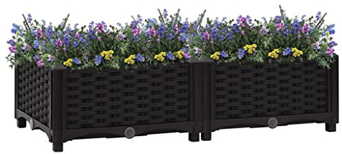 WIFESE Arriate Exterior Negro 80x40x23 cm Polipropileno Robusta Macetero de Jardín Balcón Decorado Patio Terraza Jardinera Proporciona Amplio Espacio para Plantas Verduras Hierbas y Flores