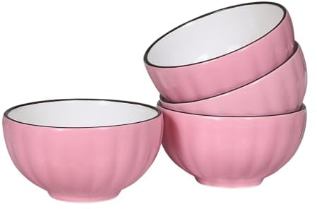 AWHOME Ceramic Bowl Blue 4.5in Set of 4 (Pink, 4.5in)