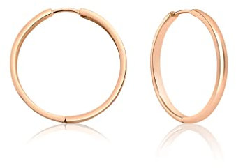 Mary & Jules Creolen Rosegold 925 Sterling Silber rosé vergoldet, goldene Ohrringe Damen aus recyceltem Silber, Durchmesser 30 mm, Damen Ohrringe, Echtschmuck Ohrstecker für Frauen und Mädchen