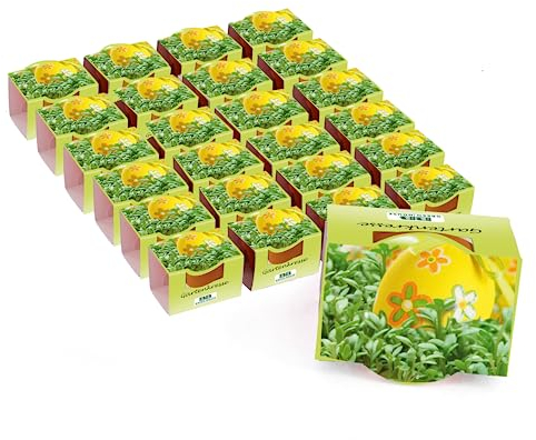 Bull & Bear 25er Set Mini Pflanzset mit Gartenkresse Samen im Topf 4,5cm, Kressesamen als Anzuchtset mit Pflegeanleitung
