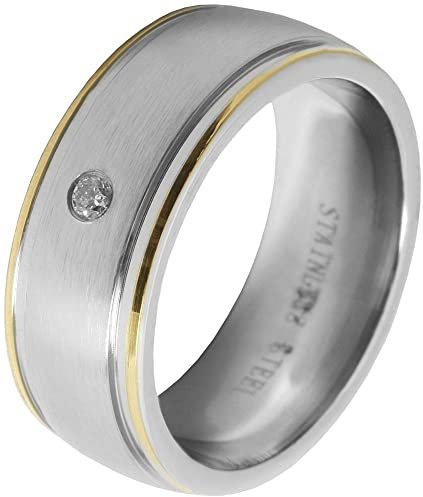 Akzent-Eheringe Partnerringe Verlobungsringe Edelstahl Bicolor + Gravur Antragsringe (Damenringe, 56)