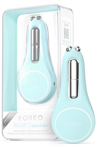 FOREO BEAR 2 Eyes & Lips - Massagegerät gegen Falten für sofortige Gesichtsstraffung - Augenmassagegerät - Augenbrauenlifting - Behandlung gegen Augenringe & Lippenpflege - Arctic Blue