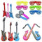 KALUROIL 15 PCS Aufblasbare Gitarre Aufblasbare Musikinstrumente Set - Gitarre, Saxophon, Mikrofon, Leuchtende Gläser - Perfekt für Party Supplies und Favors
