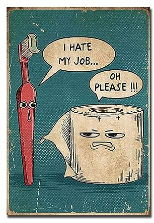 GEMMII I Hate My Jobs, lustige Zahnbürste und Toilette, Leinwand-Wandkunst, Gemälde, moderne Badezimmerdekoration, Poster und Druck, 70 x 100 cm, rahmenlos