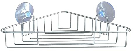 douceur d'intérieur, Panier de Douche d'angle (23 x 23 x 7,6 cm) Filaire Basic Chrome, Métal