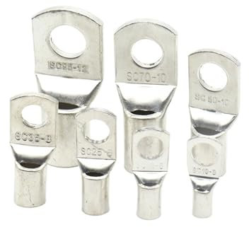 IOFIT SC10 SC16 SC25 SC35 SC50 SC70 SC95 Terminal 10-95 MM² Cable Lugs Wire Connector Tinned Electrical Solder Lug 10-3/0 AWG (Color : 5PCS, Size : SC25-6)