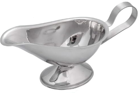 Tradineur - Salsera aladino con asa, acero inoxidable, apta para uso alimentario, recipiente para servir salsas, cocina, 18 cm