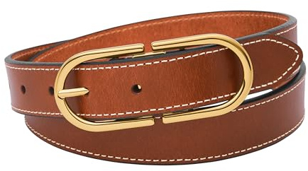 Fossil Women's D-Link Leather Belt, Medium Brown (Model: BT4415210)