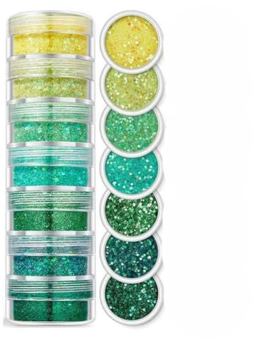 7 Farben/Set Farbverlauf, gemischte Farbserie, Champagner-Nagelpulver-Set, Glanz-Glitzer-Pulver-Pailletten für Nagellack-Dekoration-05