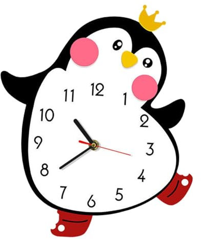 kowaku Hölzerne Kleine Pinguin Dekor Wanduhr, Hübsch, 25 X 30 cm, für Das Esszimmer