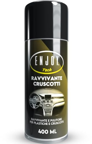 ENJOY TECH - Lucida Cruscotto Auto Professionale 400ml, Spray Elimina Polvere con Protezione UV e Finitura Asciutta, Ravviva e Protegge Cruscotti, Profumazione Vanigliata, Made in Italy