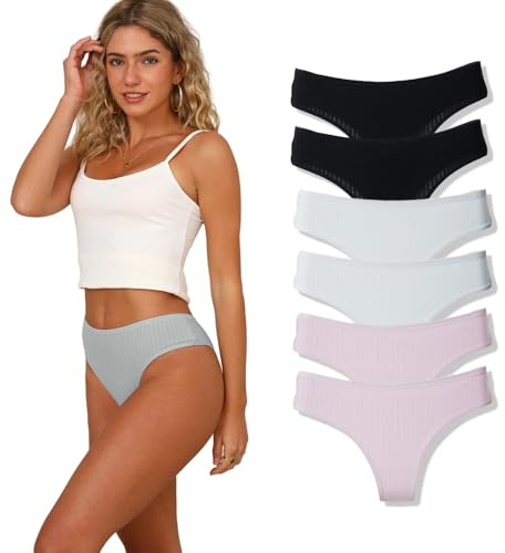 Hialegion Thong Cotone Donna Sexy Slip G String Senza Cuciture 6 Pezzi S