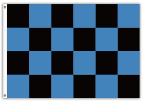 Bandiera a Scacchi Blu e Nera 150 * 90/3x5piedi Colori Vivaci Bandiera a Scacchiera Blu e Nero Con Occhielli in Metallo Bandiere di Sondo per la Decorazione di Partito All'interno e All'aperto