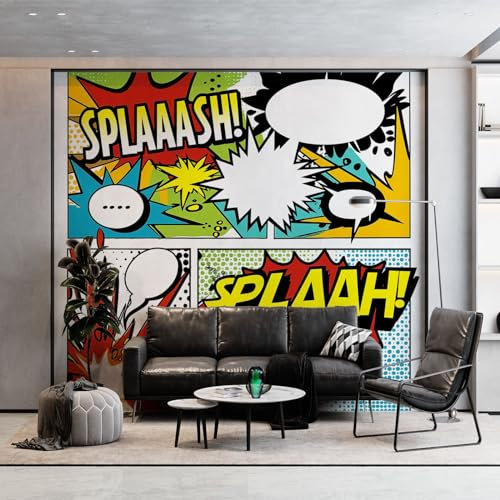 Premium Fototapete Comic-Kunst Malerei Vlies Tapeten Mural 250 x 175 cm (WxH) Moderne Wandtapete, für Wohnzimmer, Schlafzimmer, Küche Bunt