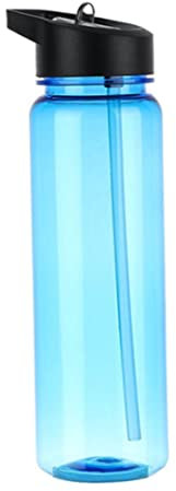 Sports Water Bottle with Straw Flip Top Drinks Bottles Gym Water Cup for Running Bike Schools Blue Gym Bottle Clear Water Bottle Fitness Water Cup Water Bottles With Straw