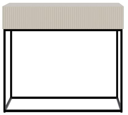 Selsey Konsolentisch Mit Schublade Beistelltisch 90 cm Eingangstisch Konsole Schminktisch Veldio Graubeige Schwarze Beine