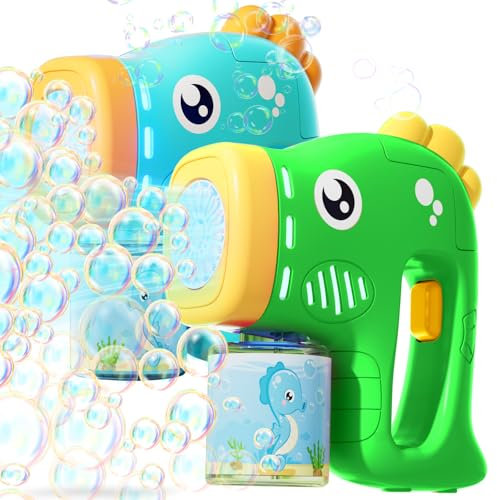 Seifenblasenmaschine Kinder 2 Pack, Automatische Seifenblasenspielzeug 1000+ Seifenblasen/Min, Seifenblasenmaschine Gun, Seifenblasen Pistole Spielzeug Geschenk für Kinder Outdoor/Party/Hochzeit