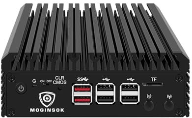 MOGINSOK 2.5GbE Firewall Appliance Mini PC, 12a generazione Intel N100 (3.4GHz) 4xIntel I226V Nics Fanless Mini Computer Router 16GB DDR5 Ram 128GB PCIE 3.0 SSD Supporto PFsense OPNsense AES-NI