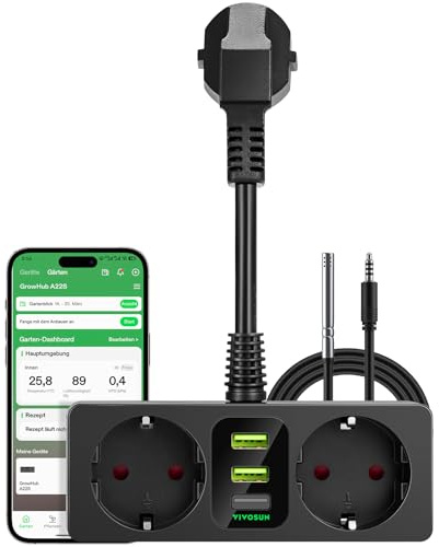 VIVOSUN GrowHub A22 controlador enchufe con sensor temperatura humedad Smart WiFi control ambiental enchufe termostato 15A 3600W compatible app VIVOSUN para grow tent