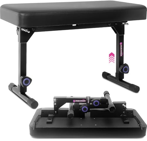 Liquid Stands Foldable Dual Adjustable Piano Bench Music Stool - Piano Keyboard Bench Seat for Piano Keyboard Stand with Black Padded Cushion for Musicians Piano Stool Chair Piano Table