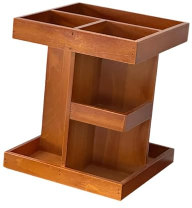 Milageto Organizer per Trucco Girevole a 360°, Porta Trucchi in Legno, Contenitore per Cosmetici, per Ripiani da toeletta, scrivania, Articoli da toeletta