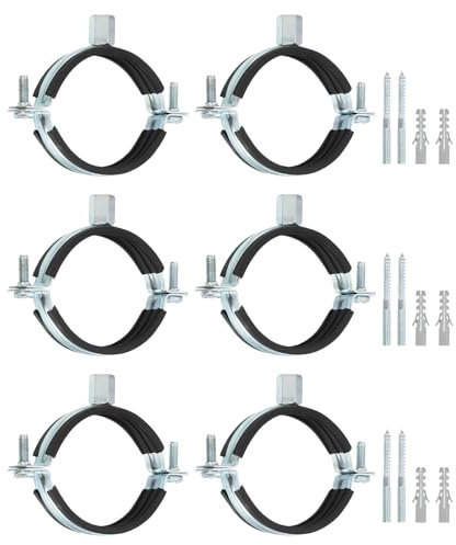 sourcing map Lot de 6 colliers de serrage réglables de 64 mm, support de tuyau en fer galvanisé avec vis et tube d'extension pour tube de tuyau