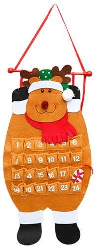 Pasdrucn 70x34cm 24 Adventskalender Zum Befüllen Aus Stoff 2024, Adventskalender 2024 Als Wandkalender Aus Stoff, Adventskalender Zum Befüllen Weihnachten Kalender Befüllbar Für Party Favors (Braun)
