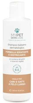 MY PET SKINCARE | Shampoo-Balsamo Dermatologico per Cani e Gatti, Formula Idratante e Districante, Flacone 100% Riciclabile, Made in Italy, 250ml