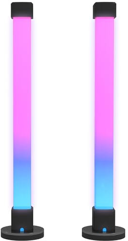 HOMCOM Tischlampe 2er-Set, RGB Dimmbar Tischleuchte Smart Nachttischlampe mit App- und Fernsteuerung, Musik-Synchronisation, Timer, Leselampe für Wohnzimmer, Spielzimmer