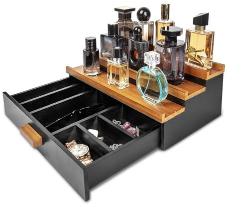 Cokritsm Köln Organizer 3-Ebenen für Display mit Schublade | Köln Ständer mit Aufbewahrung Deko, Displayständer für Kosmetik und Accessoires,Schmuckaufbewahrung Badezimmer Schlafzimmer