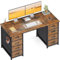 Coleshome Schreibtisch mit 8 Stoff Schubladen, 120x48cm Schreibtisch mit Stauraum Computertisch mit Kopfhörer, Bürotisch PC Tisch Officetisch für Büro, Wohnzimmer, Home Office, Braun