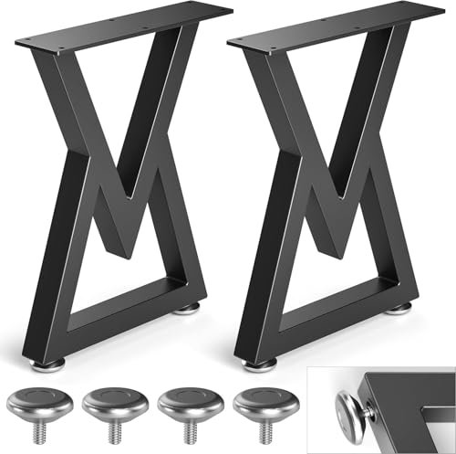 TOOSOAR 16'' Patas de Mesa de Hierro, Patas de Mesa en V, Patas de Mesa de Metal Negro, 40,5x30 CM
