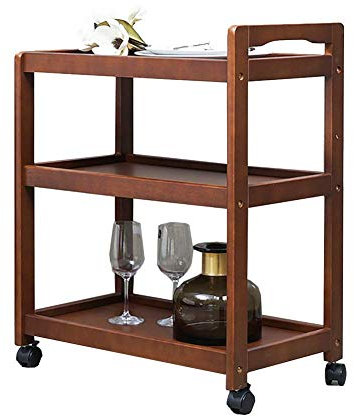 Rustikaler Servierwagen aus Holz mit 3 Etagen, für Zuhause, Küche, Hotel, mobiler Barwagen mit Rädern, Tee-, Wein-, Esstischständer