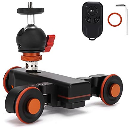 LOCADENCE L4XBC 3 Wheels Camera Dolly Motorized with Remote, Adjustable Speeds and Modes Mini Motorized Electric Track Slider, Truck Car Dolly for Camera Smartphone