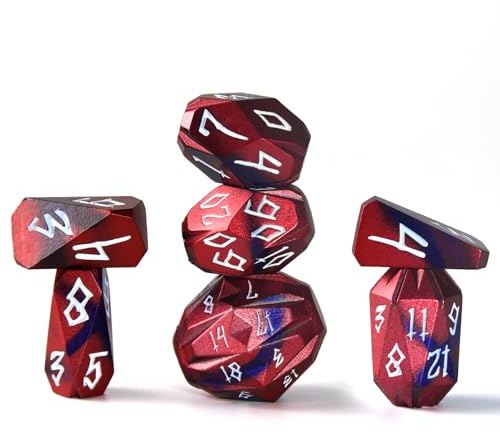 FONVGOGO Metall DND Würfel Set mit 7 Stück für Dungeons und Dragons, Polyedrisches Metall Stonehenge Würfelset D&D mit Etui, Rollenspiel Würfel(Stonehenge Schwarz Rot)