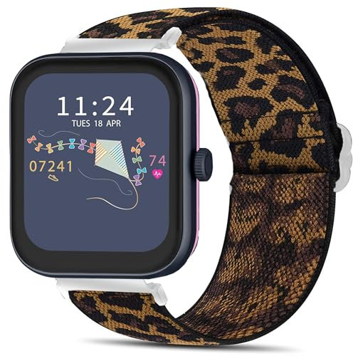 Bleushaweu for RADLEY Series Smartwatch 18mm 20mm 22mm Quick Release Stretch Elastics Nylon Adjustable Replacement Strap Accessories Compatible for RADLEY Series 32/20/28/19/46/10 (Leopard, 18mm)
