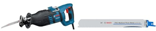Bosch Professional GSA 1300 PCE reciprocating saw + 2X PRO Medium-Thick Metal S1137BEF Precise Reciprocating Saw Blade (Metal Pipes & Profiles, Non-Ferrous Metals, 225 mm)