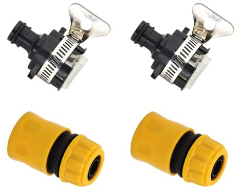 yuhlkopm Kit de Grifo de jardín 4 Piezas, Esencial para riego Exterior. Conector Manguera jardín 1/2-3/4. Kit Grifo Exterior.