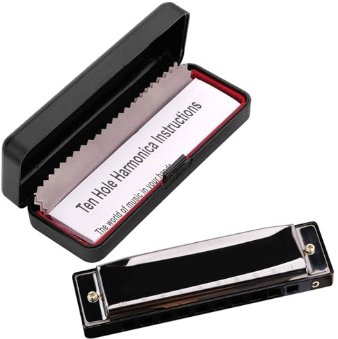 Ferizzia Mundharmonika, 10-Loch Harmonika, Mundharmonika C-Dur, Professionelles Diatonic Harmonika, Inklusive Etui, für Kinder, Studenten, Erwachsene, Anfänger, Profis, als Geschenk