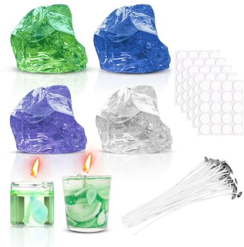 RANJIMA Gel Wachs Kerze Making Kit, Gelee Wachs DIY Kerze Machen Handgefertigte Material Crystal für die Kerzenherstellung für Gel duftende Machen DIY-Projekte (Farbenfroh)