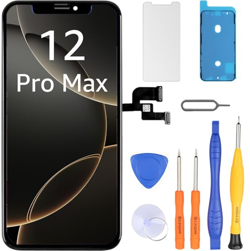 LL TRADER Screen Replacement for iPhone 12 Pro Max 6.7 LCD Retina FHD Display COF Touch Screen Digitiser with Repair Tool Kits, Waterproof Tape and Screen Protoctor (Truetone programable) 02