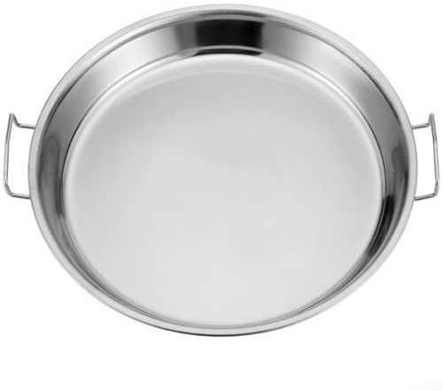 ZMdooreasy Teglia per pizza in acciaio inox con manico, 26-38 cm, color argento, teglia da forno per cucinare e servire (30 cm)