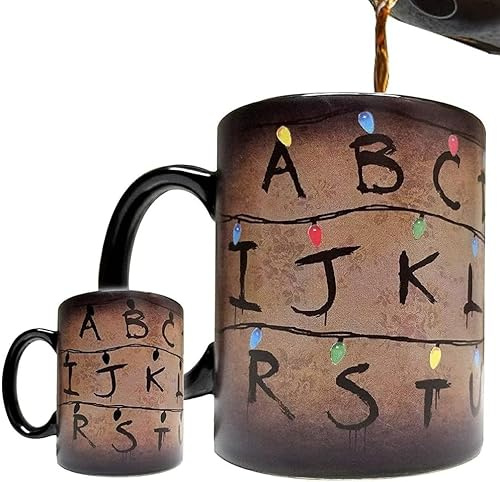 Strangers-Xmas Lights 11oz Thermochromic Mug, Temperature Heat Sensitive S Things Christmas Light Cup, for Coffee & Milk Tea