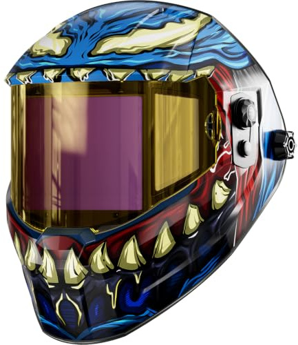 ANDELI Automatik Schweißhelm mit Digitalfilter-183x81mm Panorama True Color | Digitalfilter, USB-C/Solar, 1/30000s,DIN 4/5-9/9-13 mit 4 Sensoren –MIG/MAG/WIG/E-Hand, Schleifen/Schneiden, als Schweisshelm