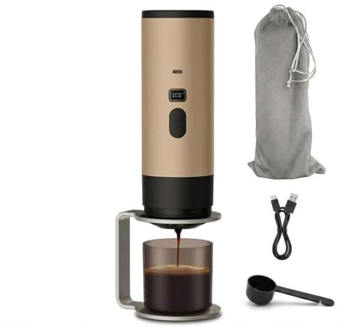 Máquina de café portátil inalámbrica con calentamiento de agua automático, cafetera expreso a batería de 15 bar, compatible con cápsulas Nespresso, Dolce Gusto y café molido, para viaje y camping