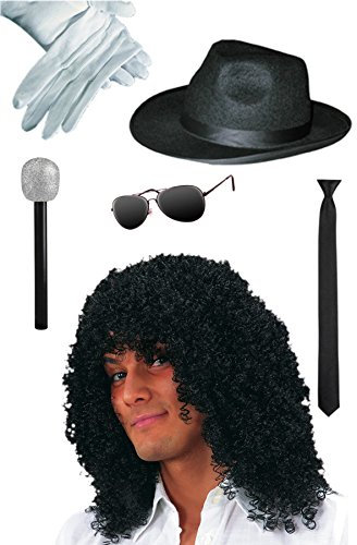 Marco Porta Popstar Sänger Set 90er Jahre Hut + Handschuhe + Mikro + Brille + Krawatte Set2