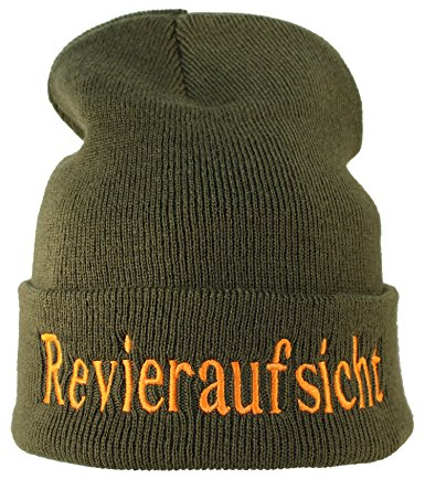Strickmütze: Revieraufsicht - Jäger Förster Wald - Wollmütze/Wintermütze / Rollmütze/Long Beanie/Mütze / Seemannsmütze/Unisex Herren Damen/Cool Design Logo Bestickt/Hip Hop, Einheitsgröße, Moos Grün